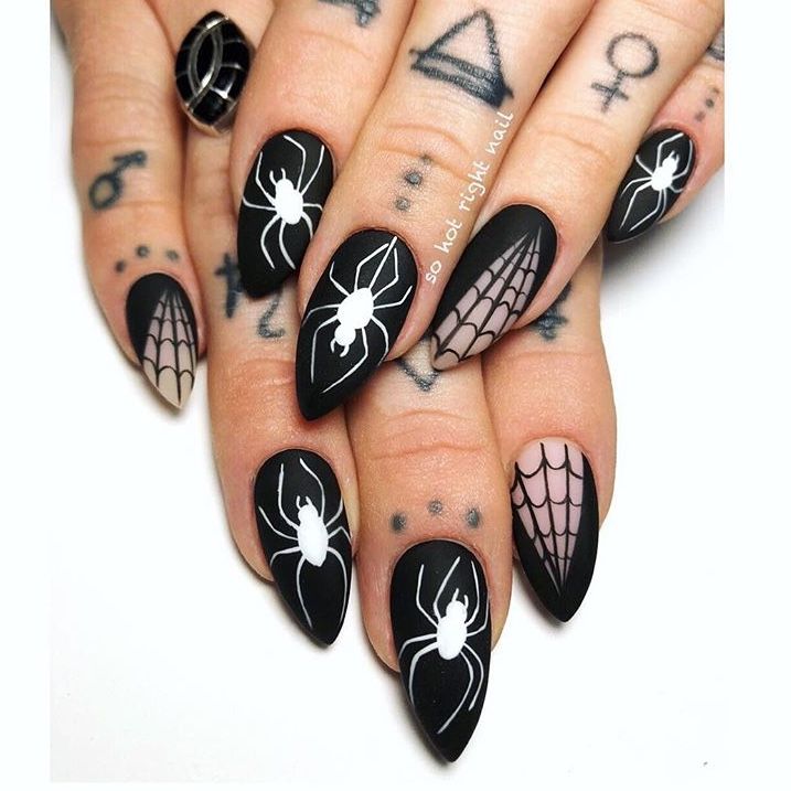 Detail Spider Web Design Nails Nomer 7
