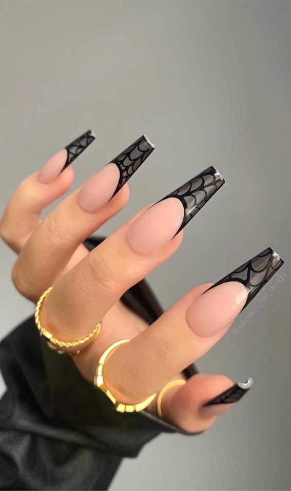 Detail Spider Web Design Nails Nomer 8