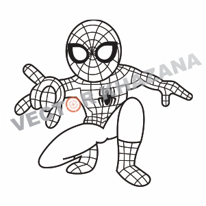 Detail Spiderman Vector Black And White Nomer 11