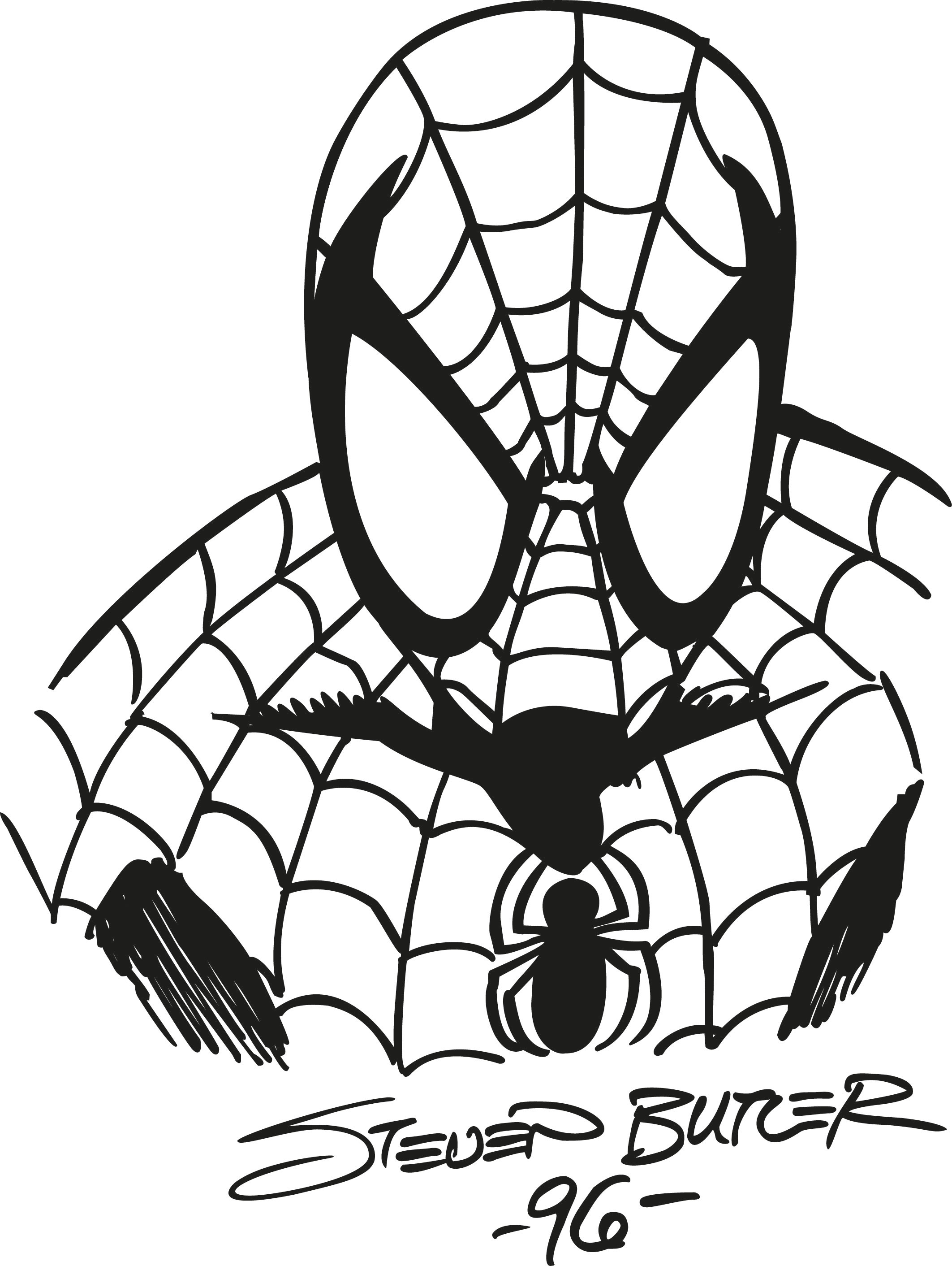 Detail Spiderman Vector Black And White Nomer 19