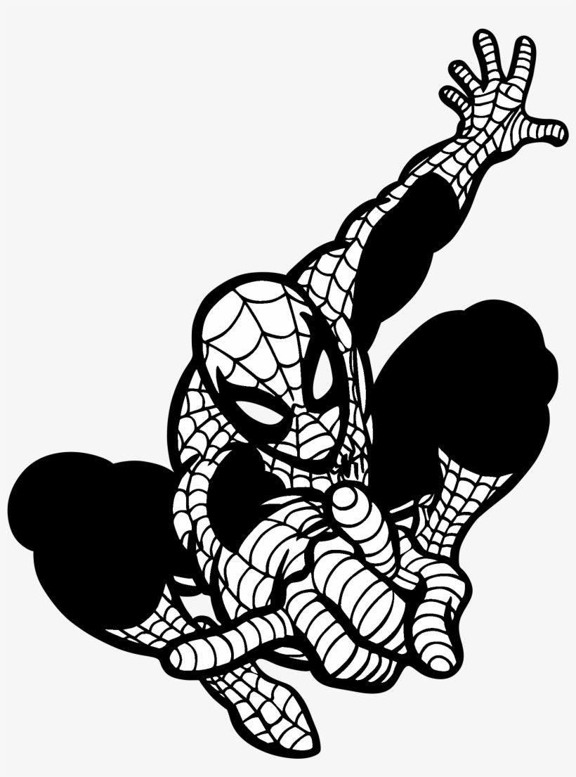 Detail Spiderman Vector Black And White Nomer 3