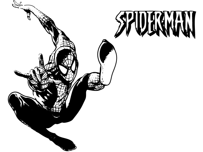 Detail Spiderman Vector Black And White Nomer 32