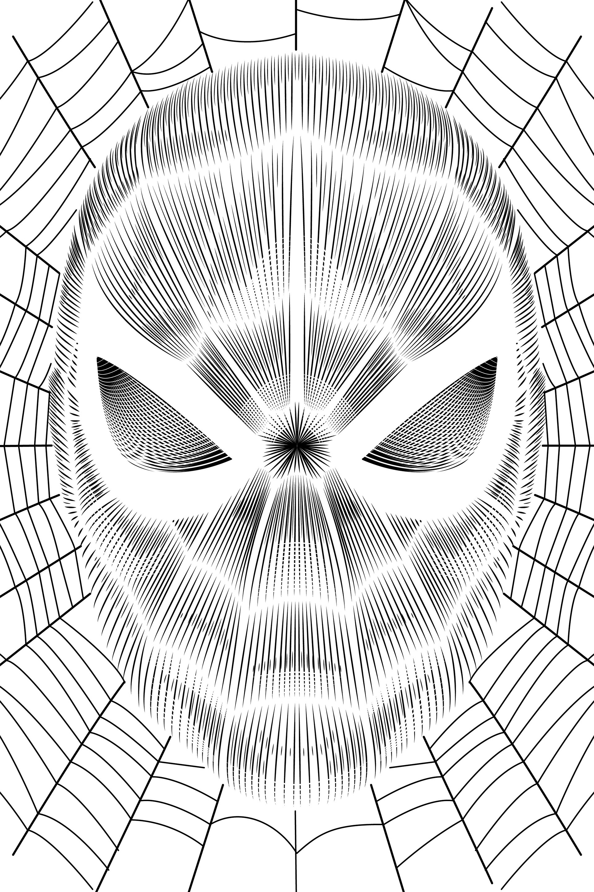 Detail Spiderman Vector Black And White Nomer 34