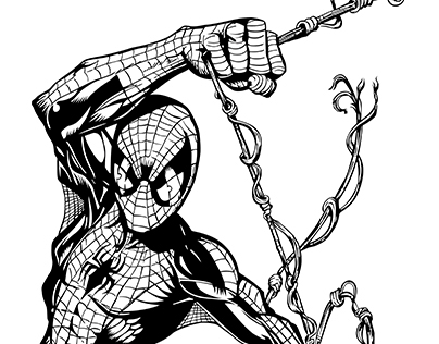 Detail Spiderman Vector Black And White Nomer 42