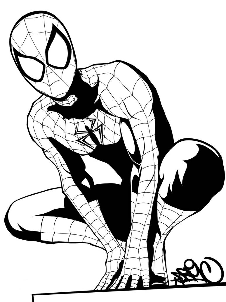 Detail Spiderman Vector Black And White Nomer 44