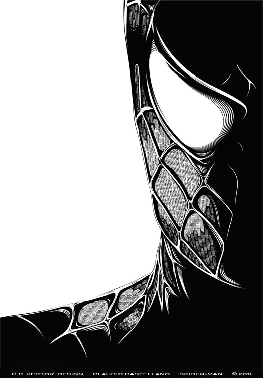 Detail Spiderman Vector Black And White Nomer 45