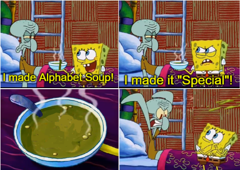 Detail Spongebob Alphabet Soup Meme Nomer 2