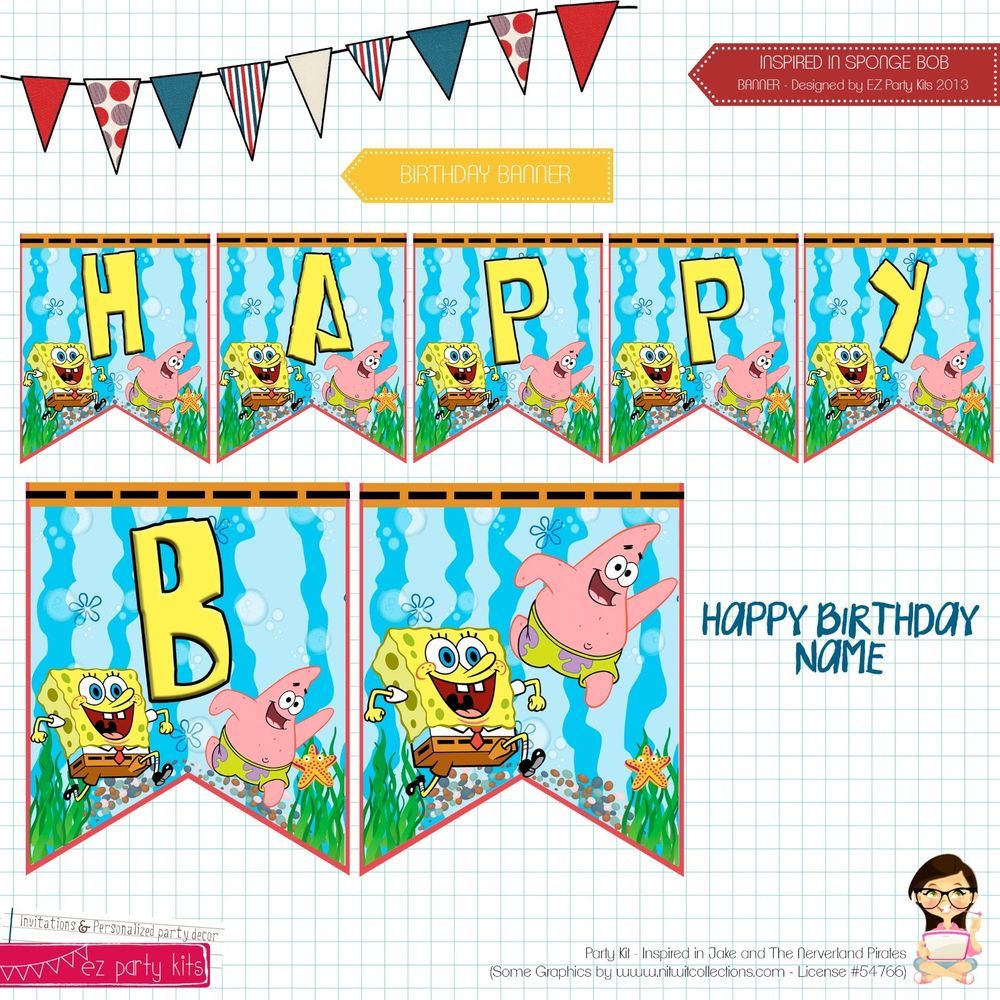 Detail Spongebob Birthday Banner Nomer 43