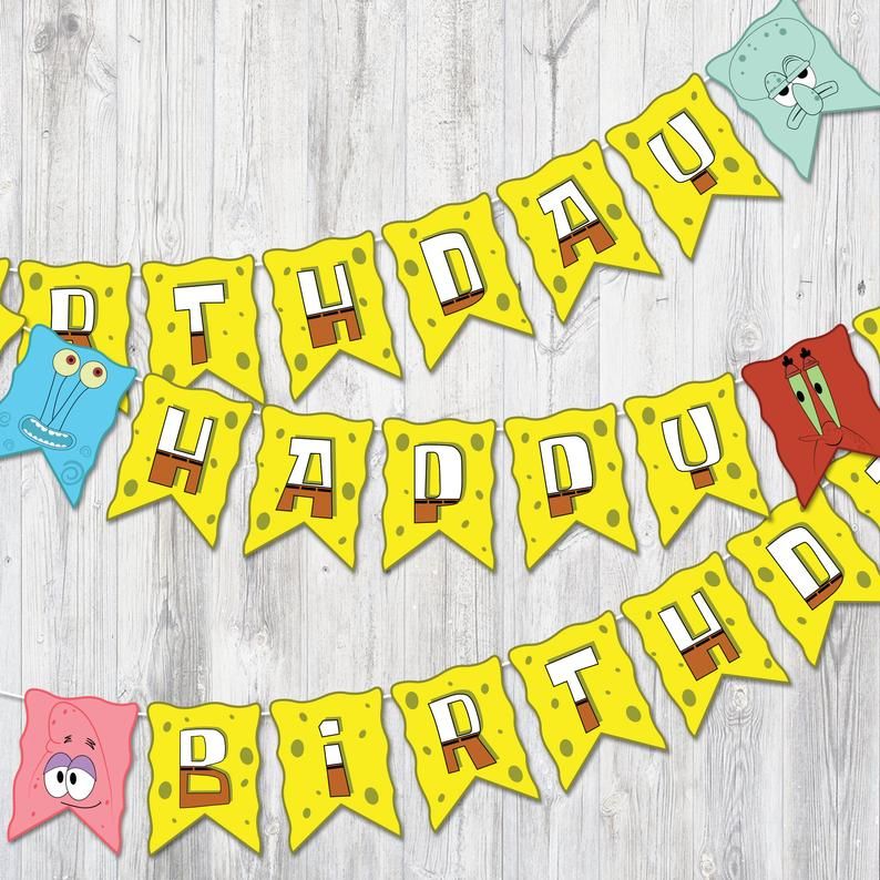 Detail Spongebob Birthday Banner Nomer 45