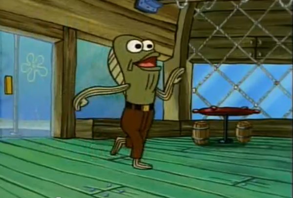 Spongebob Fish Walking In Meme - KibrisPDR