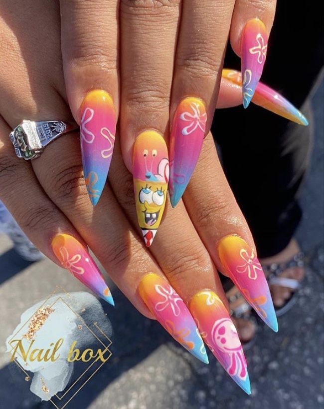 Detail Spongebob Nails Design Nomer 22