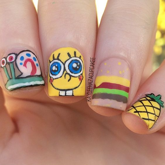 Detail Spongebob Nails Design Nomer 27