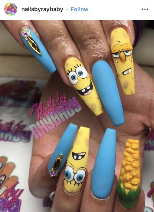 Detail Spongebob Nails Design Nomer 37