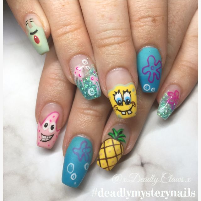 Detail Spongebob Nails Design Nomer 6