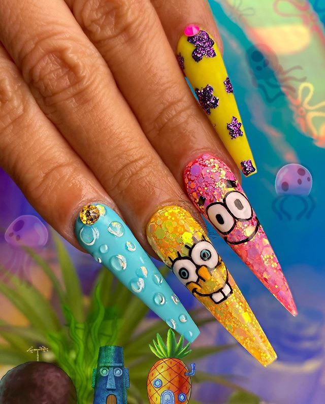 Detail Spongebob Nails Design Nomer 7