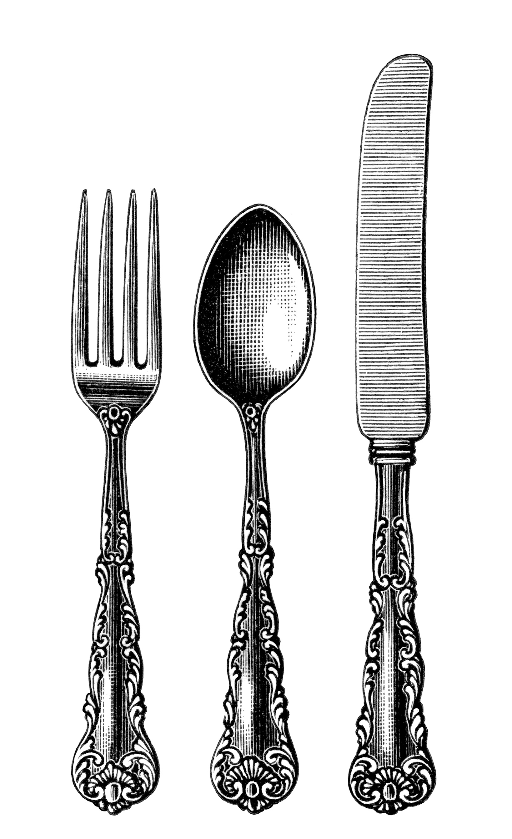 Detail Spoon And Fork Clipart Black And White Nomer 38