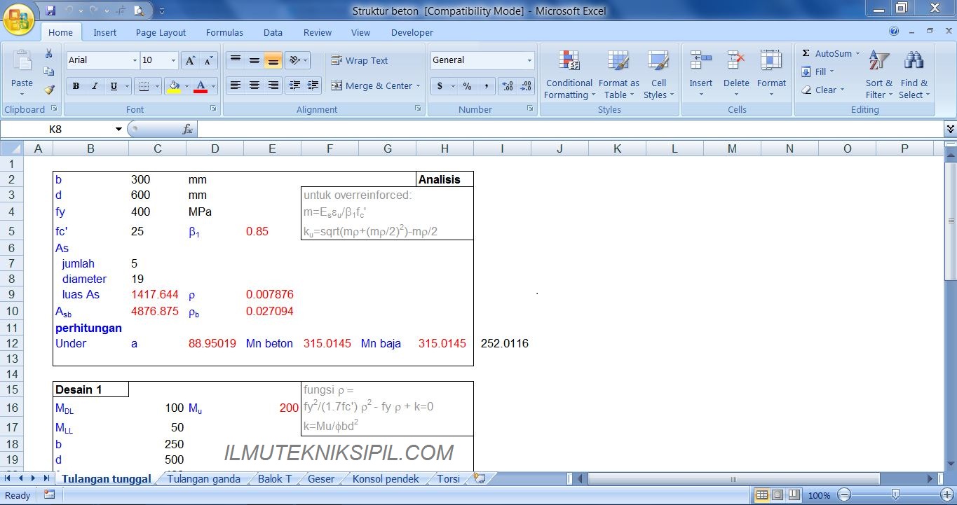 Detail Spreadsheet Excel Teknik Sipil Nomer 14