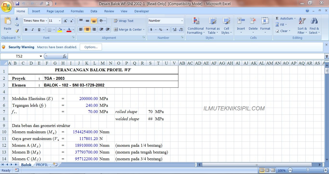 Detail Spreadsheet Excel Teknik Sipil Nomer 18