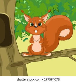 Detail Squirrel In Tree Clipart Nomer 46