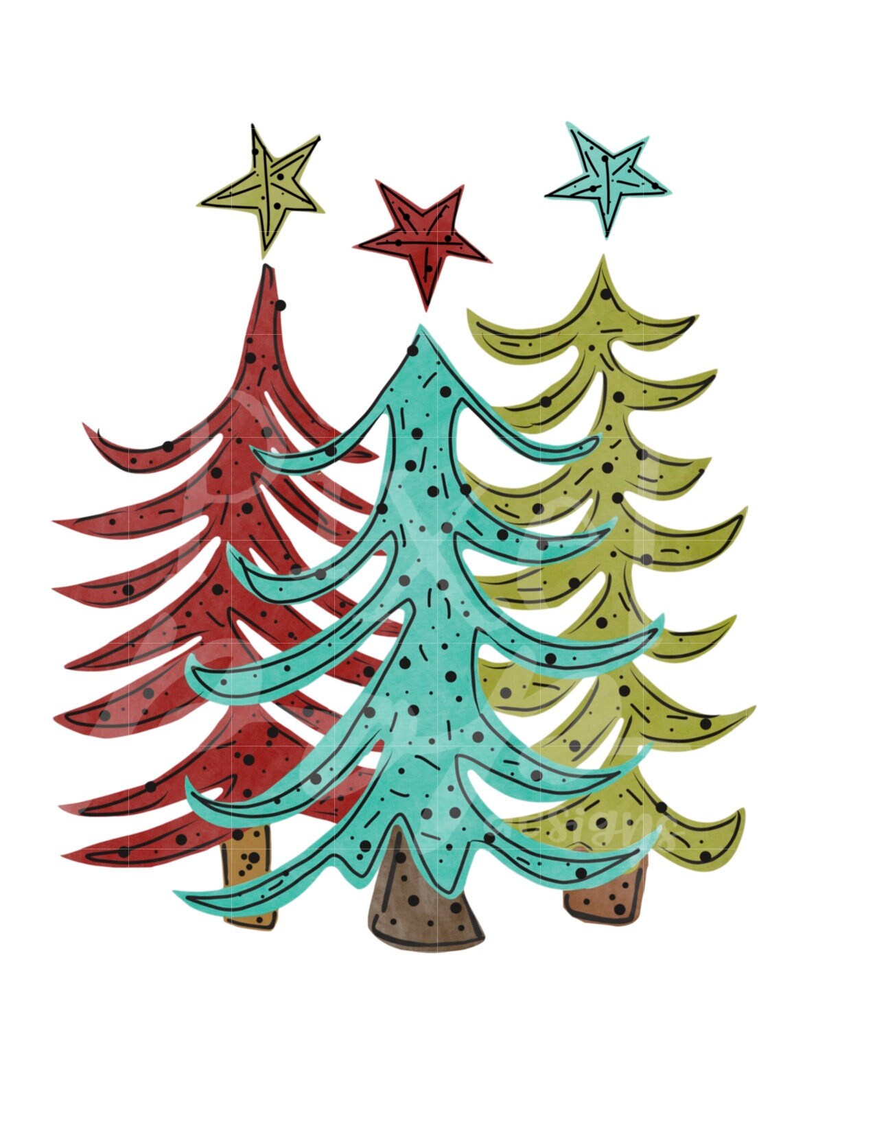 Detail Aquarell Weihnachtsbaum Nomer 16