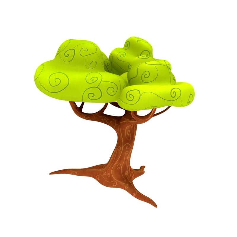 Detail Cartoon Tree 3d Model Nomer 10