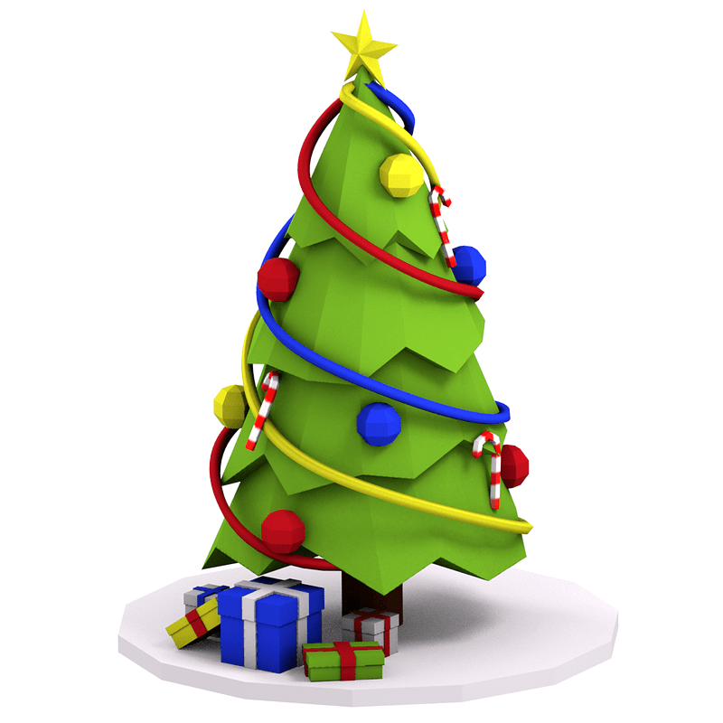 Detail Cartoon Tree 3d Model Nomer 13