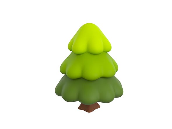 Detail Cartoon Tree 3d Model Nomer 14