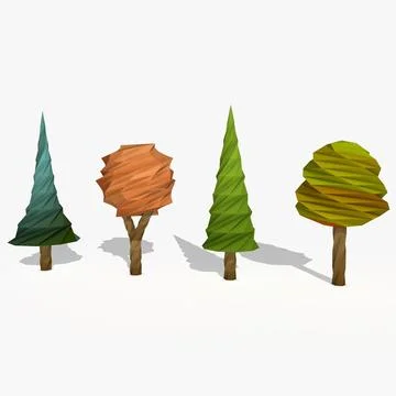 Detail Cartoon Tree 3d Model Nomer 15