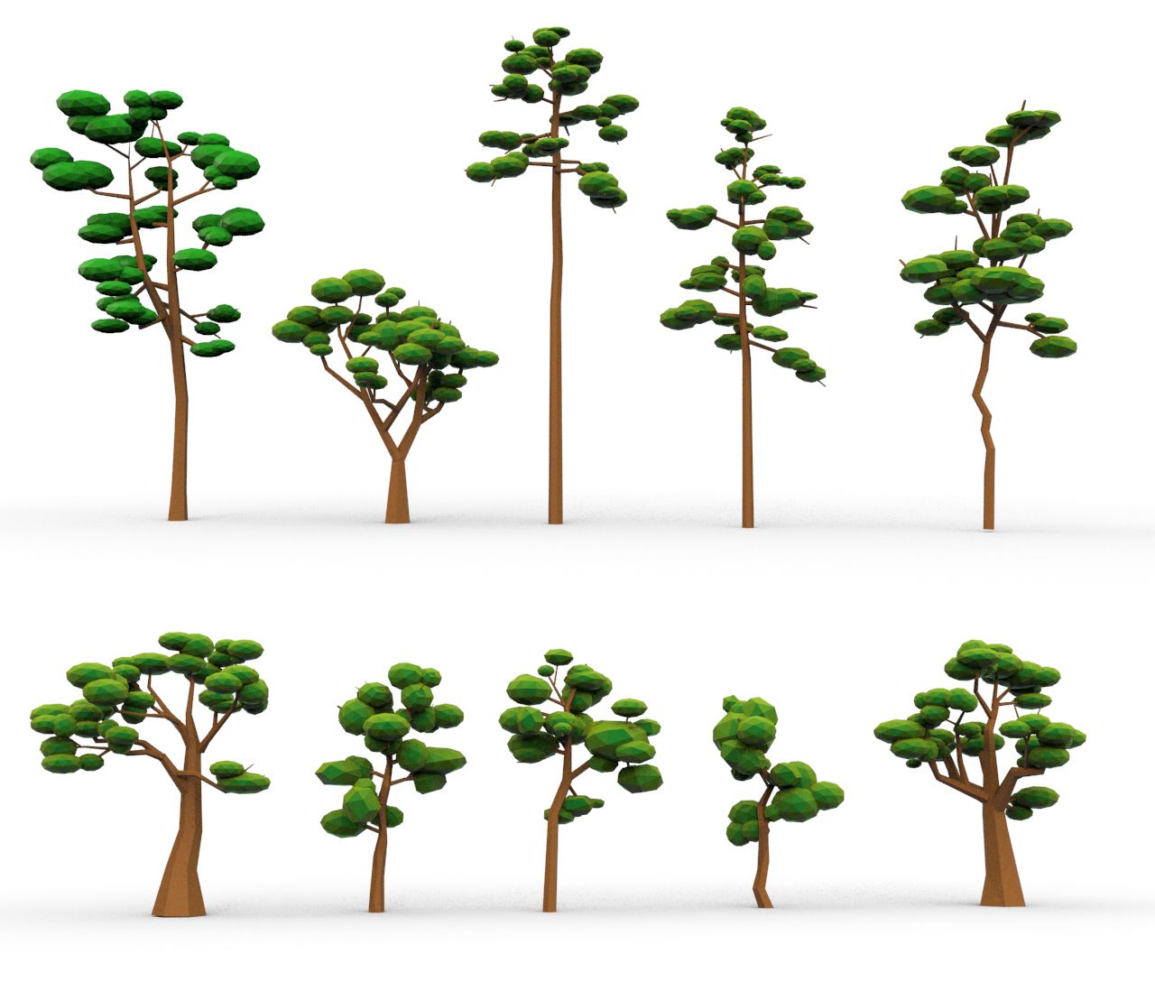 Detail Cartoon Tree 3d Model Nomer 16