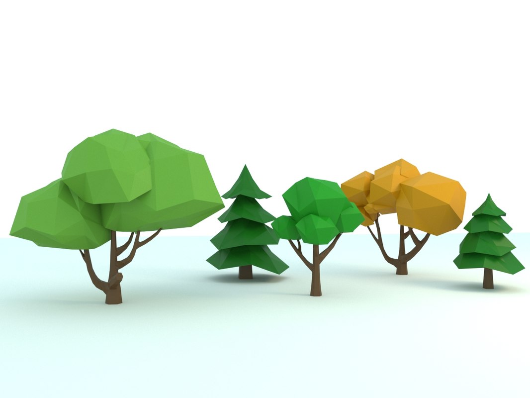 Detail Cartoon Tree 3d Model Nomer 20
