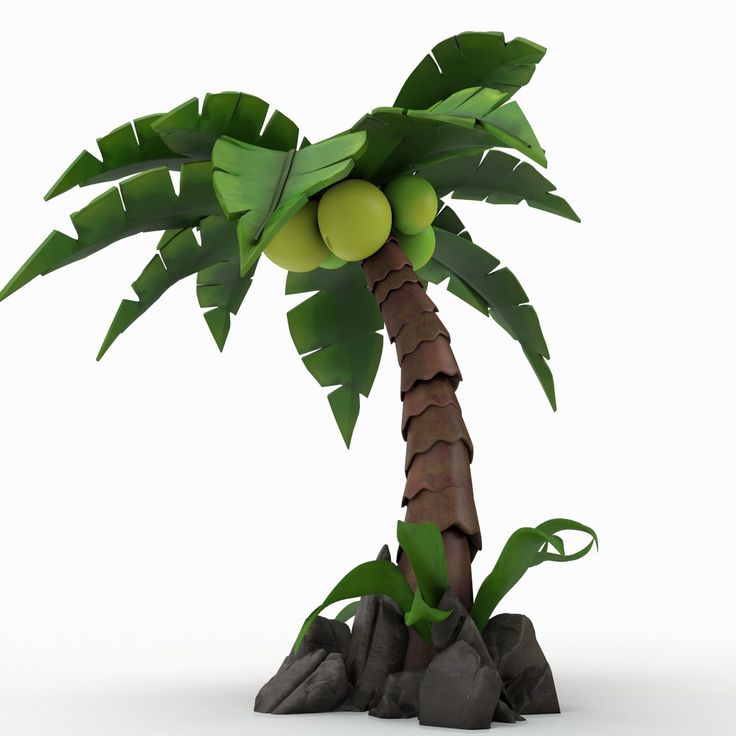 Detail Cartoon Tree 3d Model Nomer 23
