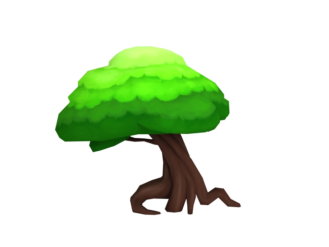 Detail Cartoon Tree 3d Model Nomer 3