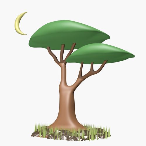 Detail Cartoon Tree 3d Model Nomer 24