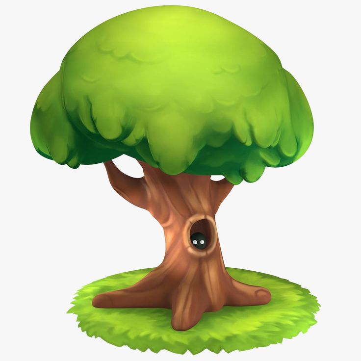 Detail Cartoon Tree 3d Model Nomer 4