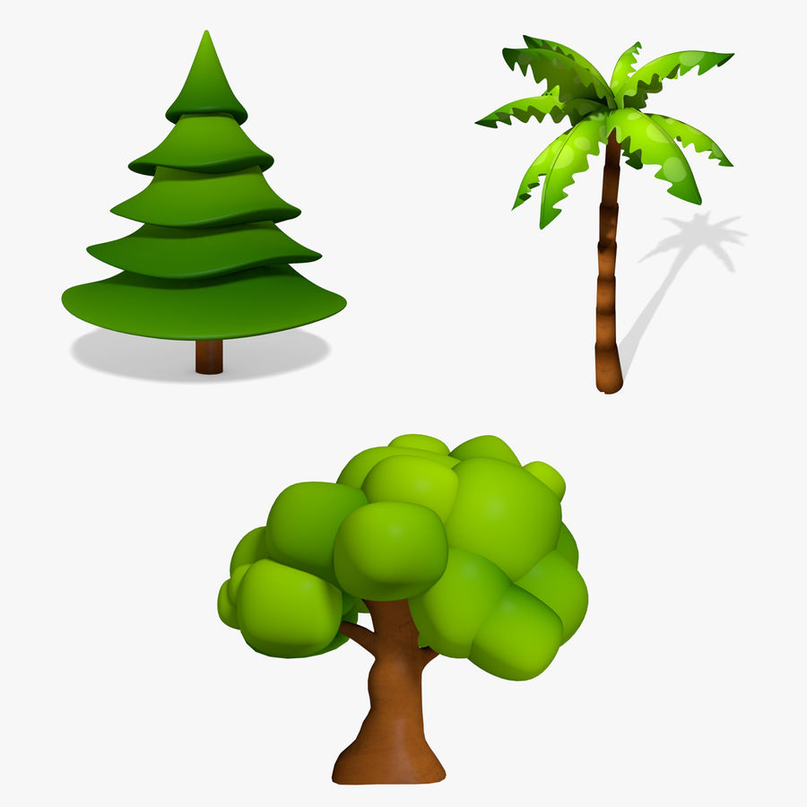 Detail Cartoon Tree 3d Model Nomer 5