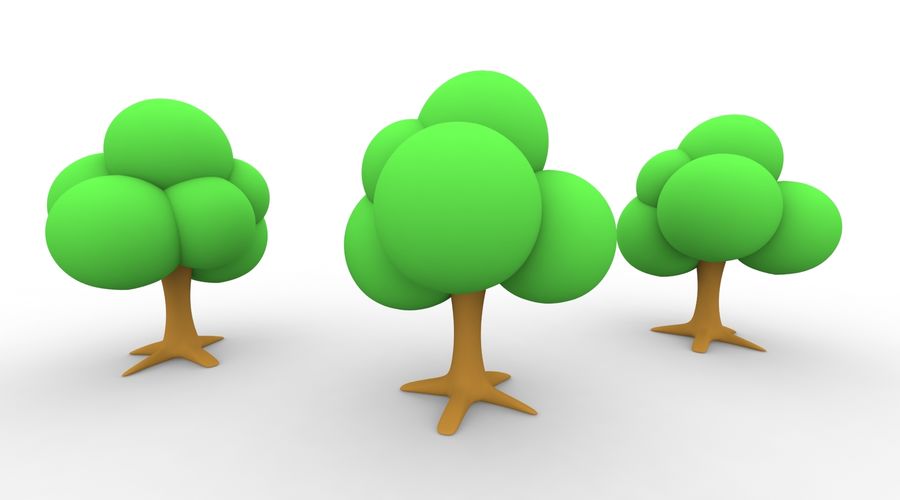Detail Cartoon Tree 3d Model Nomer 7