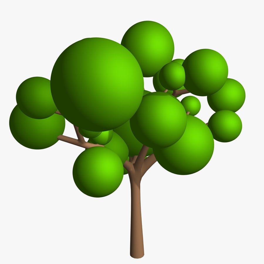 Detail Cartoon Tree 3d Model Nomer 9