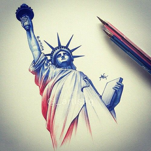 Detail Statue Of Liberty Pencil Drawing Nomer 11