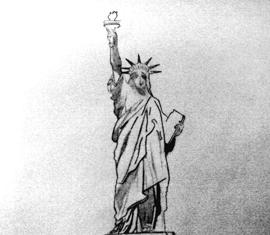 Detail Statue Of Liberty Pencil Drawing Nomer 16