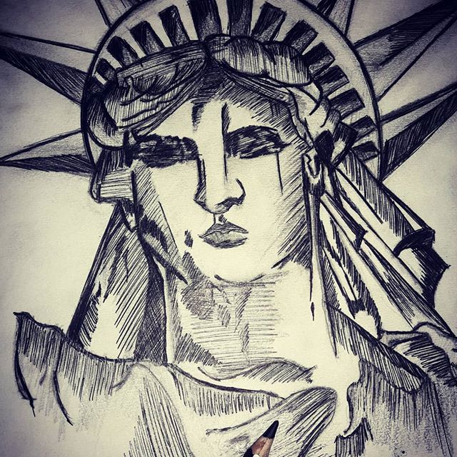 Detail Statue Of Liberty Pencil Drawing Nomer 20