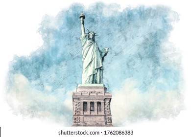 Detail Statue Of Liberty Pencil Drawing Nomer 27