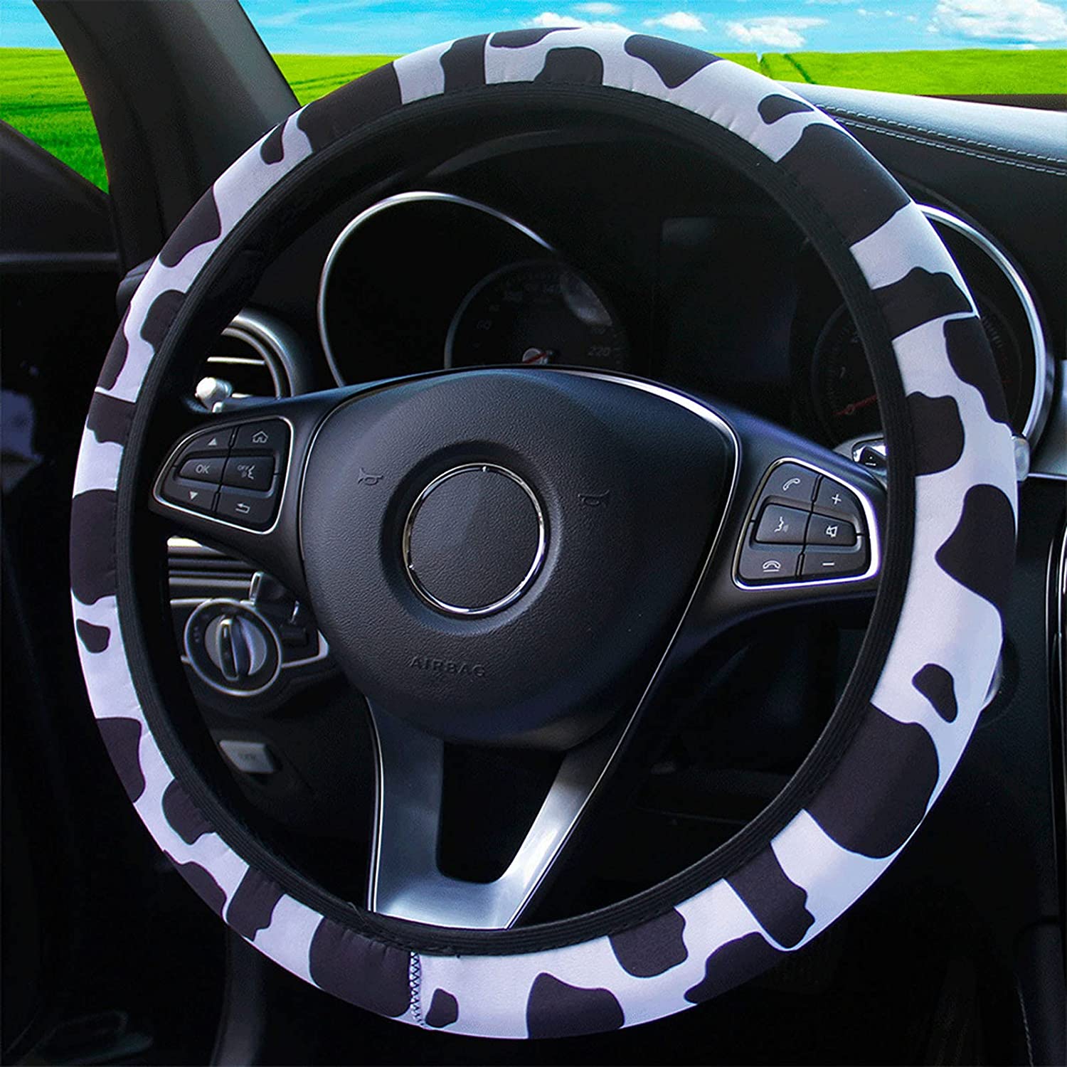 Detail Steering Wheel Cover Cow Print Nomer 34