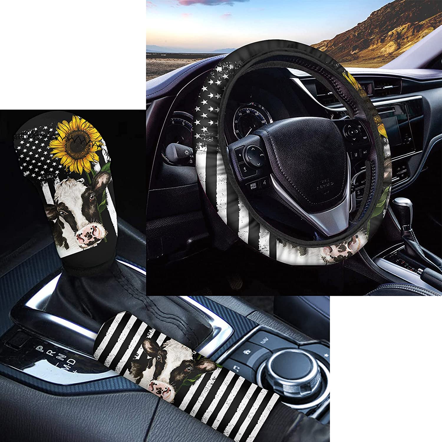 Detail Steering Wheel Cover Cow Print Nomer 41