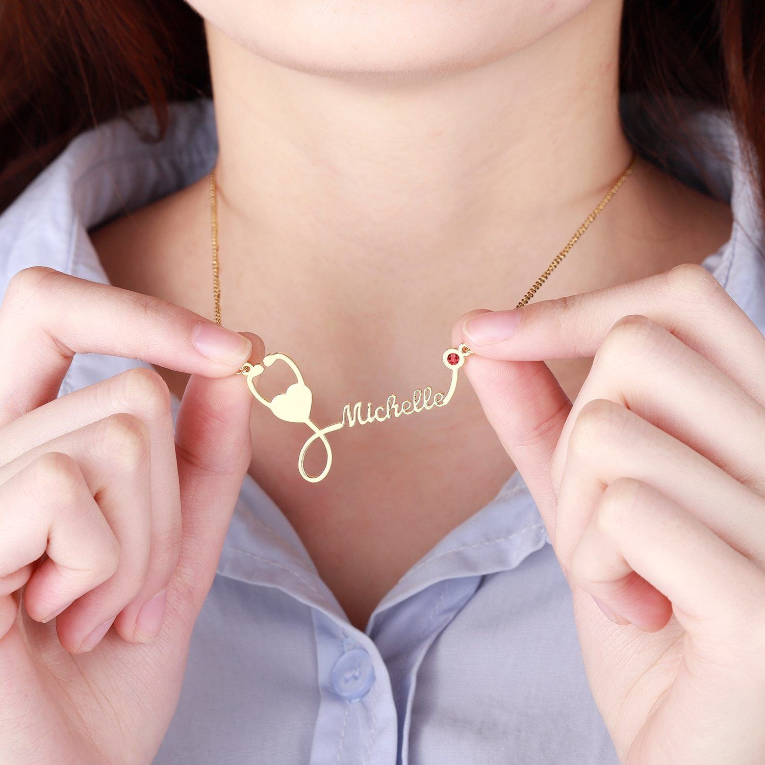 Detail Stethoscope Necklace Rose Gold Nomer 10