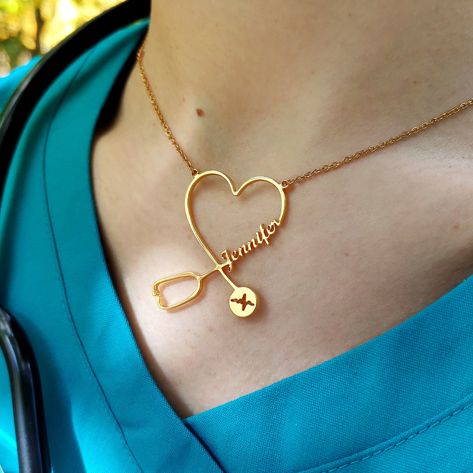 Detail Stethoscope Necklace Rose Gold Nomer 7