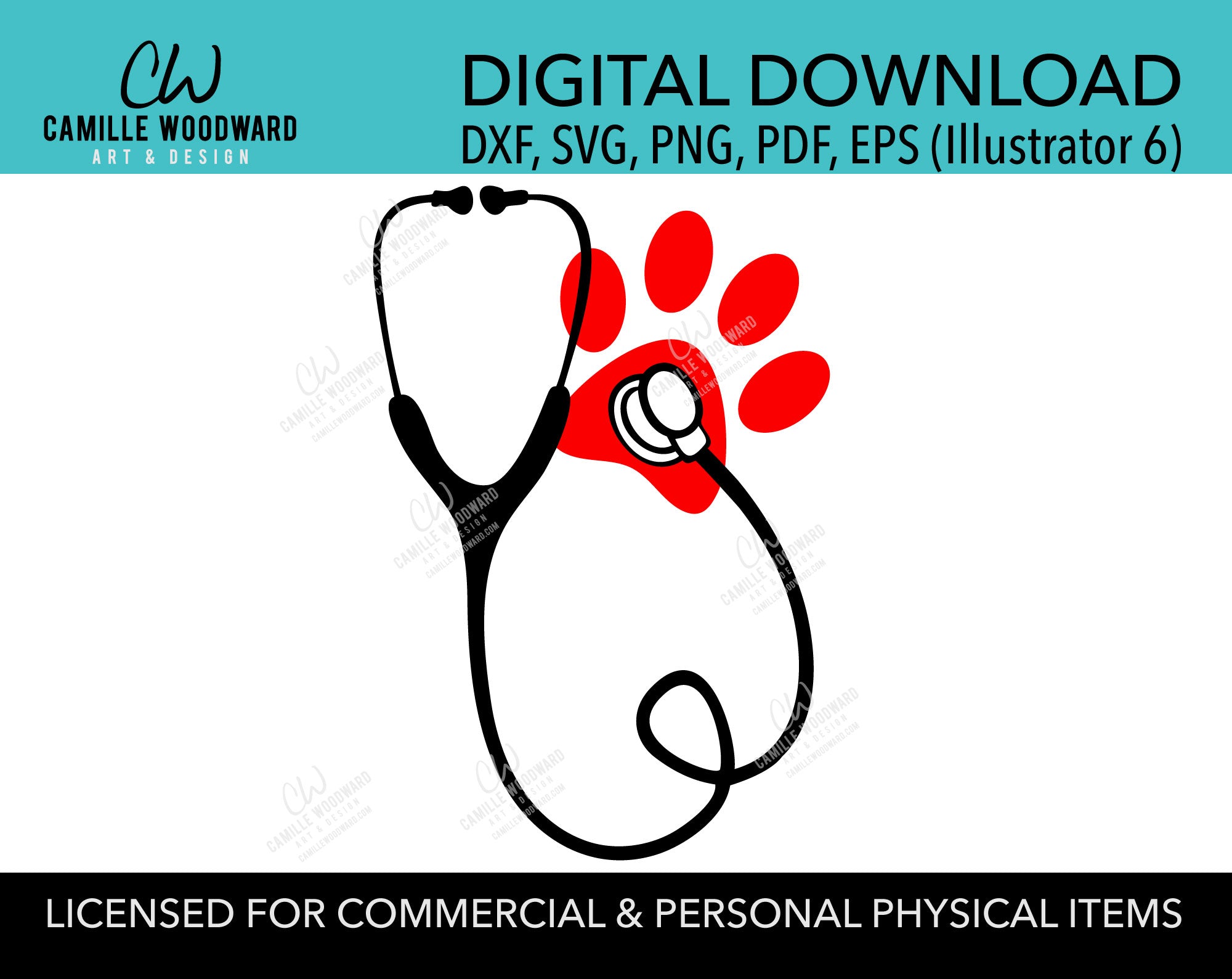 Detail Stethoscope With Paw Prints Nomer 16