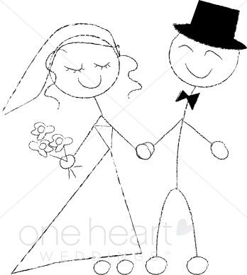 Detail Stick Figure Bride And Groom Clipart Nomer 2