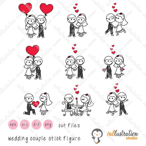 Detail Stick Figure Bride And Groom Clipart Nomer 24