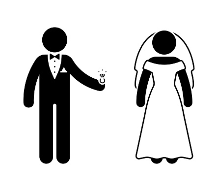 Detail Stick Figure Bride And Groom Clipart Nomer 40