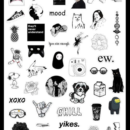 Sticker Aesthetic Hitam - KibrisPDR